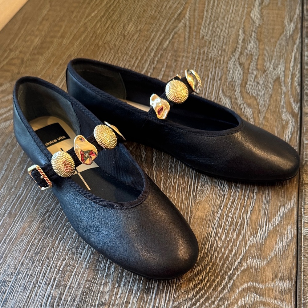 Dolce Vita Mary Jane’s with gold accents
